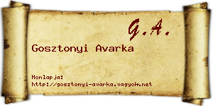 Gosztonyi Avarka névjegykártya